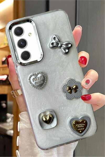 3GEN CASE Samsung Galaxy A54 Uyumlu 3D Taş Kurdele Kelebek Kalp Glitter Motif...