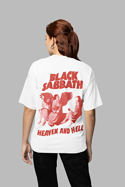 SEVBANO Black Sabbath Heaven and Hell Written Unisex Oversize Music Band T-Shirt