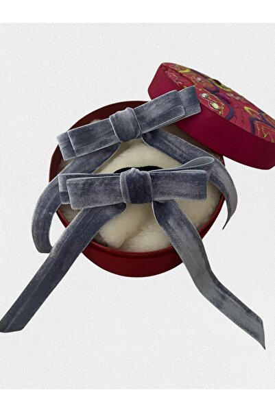 ŞengülKozmetik Women's Velvet Ribbon Bow Elastic Buckle Set of 2