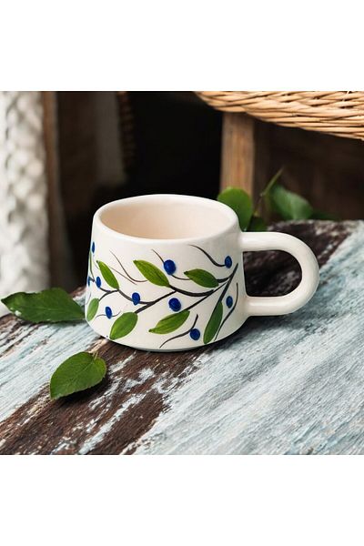 İlbay Çini Takı Ceramic Hand Embroidered Spring Branch Mug