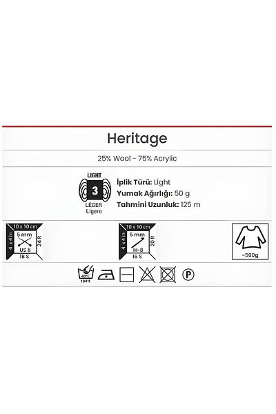 Yarnart Heritage - 3 ΤΕΜ Μαρμάρινο Πλεκτό Σπάτσο Ebruli-335