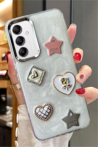 3GEN CASE Samsung Galaxy A14 Uyumlu 3D Taş Kurdele Kelebek Kalp Glitter Motif...