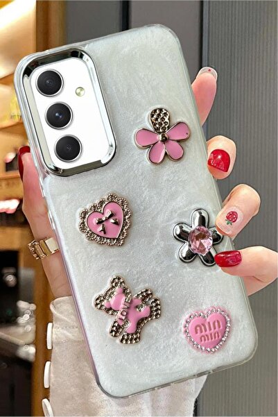 3GEN CASE Samsung Galaxy A54 Uyumlu 3D Taş Kurdele Kelebek Kalp Glitter Motif...