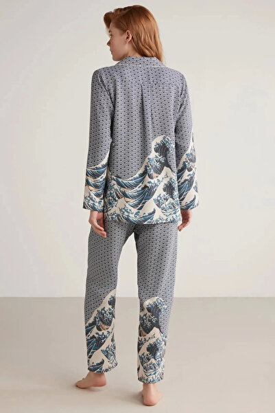 Kocabey W617 Women's Long Sleeve Front Buttoned Pajama Set