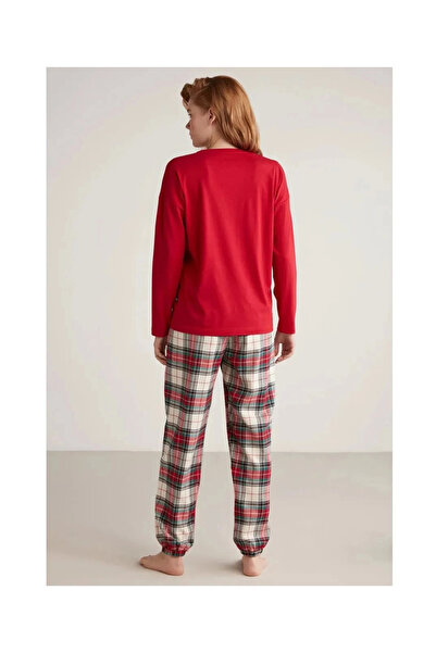Kocabey W606 Women's Long Sleeve Plaid Pajama Set