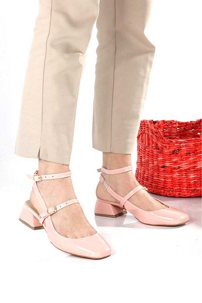 dearshoes Mary Jane Narrow Fit Dust Pink Patent Leather Vintage Square Blunt Toe Thick Heels