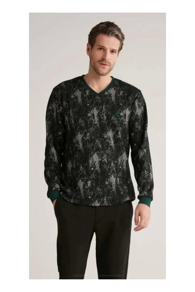Kocabey M627 Men's Long Sleeve V-Neck Pajama Set