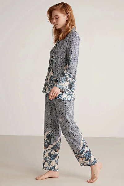 Kocabey W617 Women's Long Sleeve Front Buttoned Pajama Set