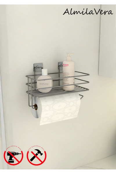 VİKİHOUSE Suport adeziv cromat-argintiu pentru role de hârtie, suport pentru ...