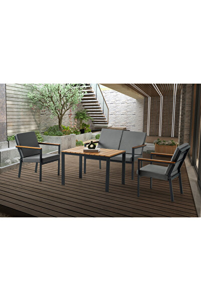 Viento Mobilya Guilin Çay Seti Antrasit Alüminyum İskelet Balkon, Mutfak, Bah...