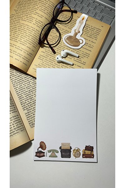 Handeto Kraft Vintage Themed Glue A5 Notepad - Check Pluck and No Line Memo Pad Notebook