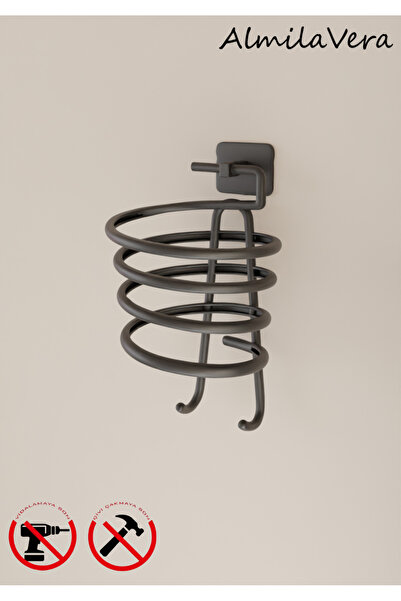 Genel Markalar Siyah Yapışkanlı Kare Fön Makinesi Askısı Saç Kurutma Makinesi...