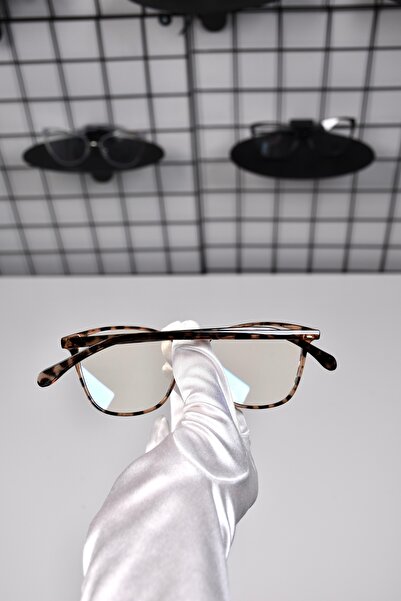 DSN Leopar Kemik Cam Değişimi 52 Ekartman Şeffaf Kadın Unisex Mavi Işık Korumalı Ekran Gözlüğü