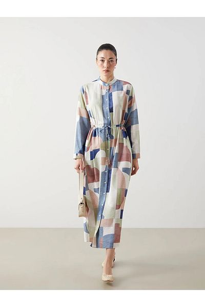 LC Waikiki Lcwaikiki Classic Mixed Prevailing Collar Print Women's Shirt Dress