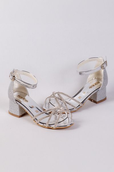 NS Little Cross Stone Girls' Heeled Shoes, Evening Dress Shoes