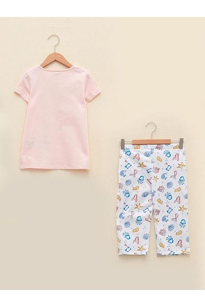LC Waikiki Crew Neck Printed Short Sleeve Girls Pajama Set (S2)