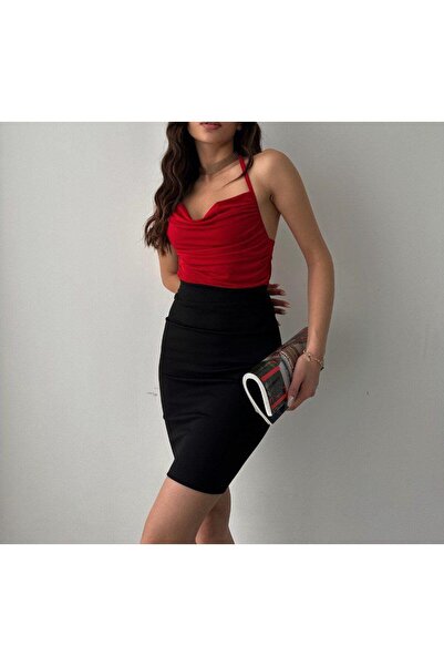 Jeevee Degaje Yaka Sırt Dekoltesi Sandy Bluz