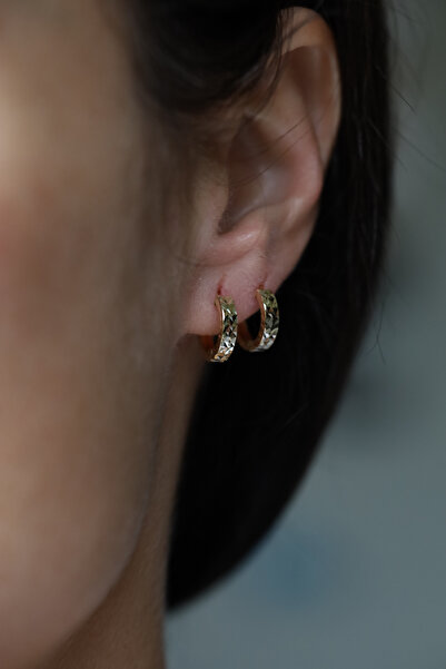 Yenigün Kuyumculuk 14 Ayar Altın Işıltılı Halka Küpe