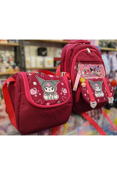 bundle island Kuromi Figured 4 Compartment Elementary School Backpack + Insulated Lunch Box