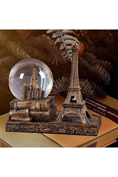 hediyesahibi Dekoratif Eyfel Kulesi Işıklı Kar Küresi