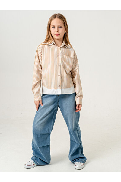 GİYİCEM TEKSTİL Kız Çocuk Çift Yakalı Gömlek 3152