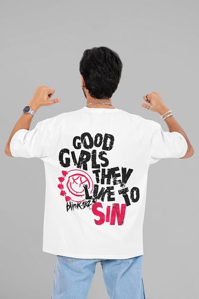 SEVBANO Tricou unisex oversize pentru trupa de muzică Blink-182 scris