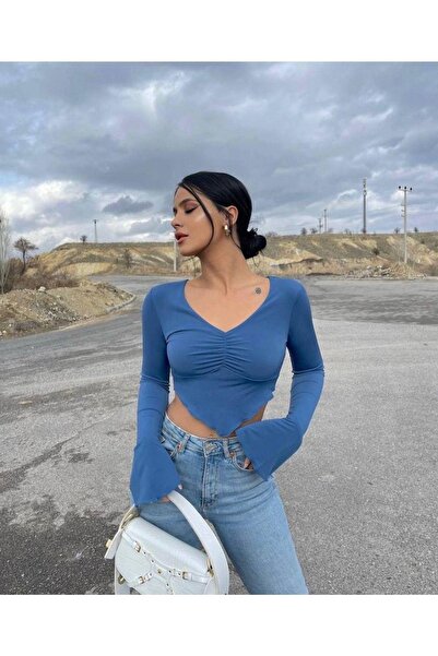Jeevee Sırt Dekolteli Zincir Detaylı Crop