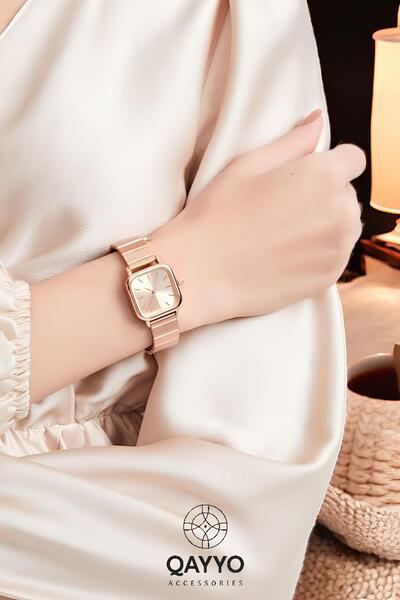 QAYYO Kare Metal Kadın Kol Saati Full Renk