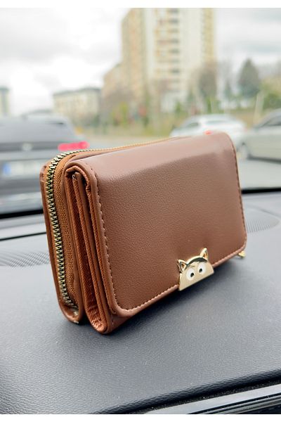 çantamgelsin Оранжев дамски портфейл - Котка, Много отделения, TYC00TM07