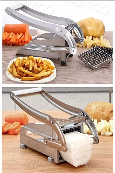 Munico Patates Kızartması Kesici Paslanmaz Çelik Patates Havuç Soğan Dilimley...