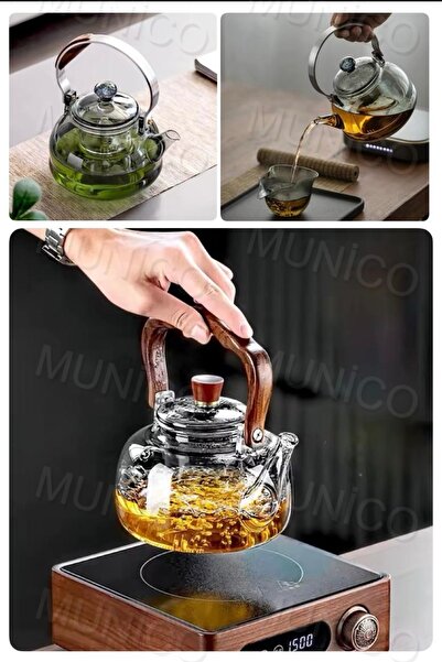 Munico Cam Çaydanlık Isıya Dayanıklı Borosilikat Kaynatma Kalınlaştırılmış Ba...