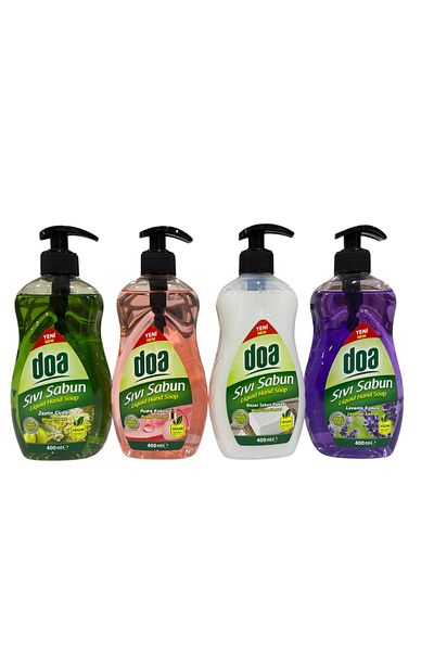 Doa Liquid Hand Soap Lavender-Powder-White Soap-Olive Blossom Scented 4X400 ml