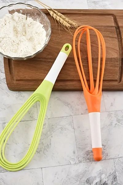 Greathings Colorful 2-Function Balloon with Silicone Handle and Flat Whisk Mixing Wire