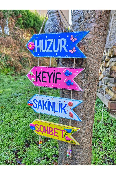 Home 4 lü halatli, kişiselleştirilebilir ahşap bahçe, ağaç okları, el yapımı ...