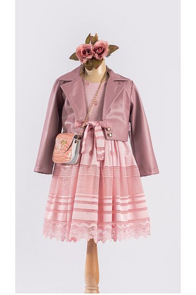 Pasur Bebe Rochie din piele pentru fete cu jacheta