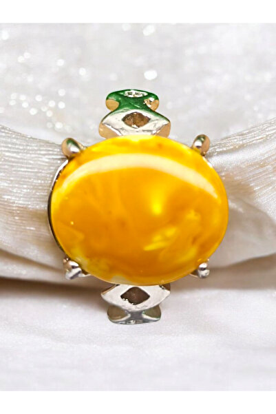 Genel Markalar KEHRİBAR (AMBER) DOĞAL TAŞ ÇELİK AYARLANABİLİR YÜZÜK(SERTİFİKALI)