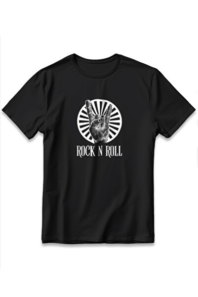 EZG Business Βαμβακερό μπλουζάκι Unisex με στάμπα Rock N Roll σε μεγάλο μέγεθος
