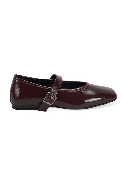 Desa Balerini Mary Jane din piele lăcuită de damă bordeaux cu accesorii pentru curea