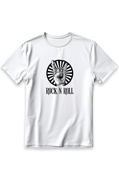 EZG Business Βαμβακερό μπλουζάκι Unisex με στάμπα Rock N Roll σε μεγάλο μέγεθος