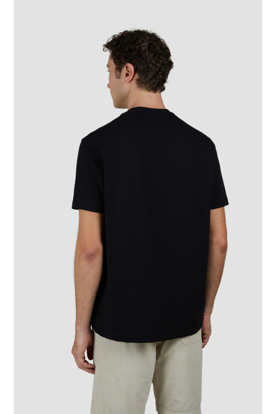 PAUL&SHARK Μαύρο βαμβακερό μπλουζάκι με κανονική εφαρμογή - στρογγυλή λαιμόκοψη και κοντό μανίκι 25411094-011