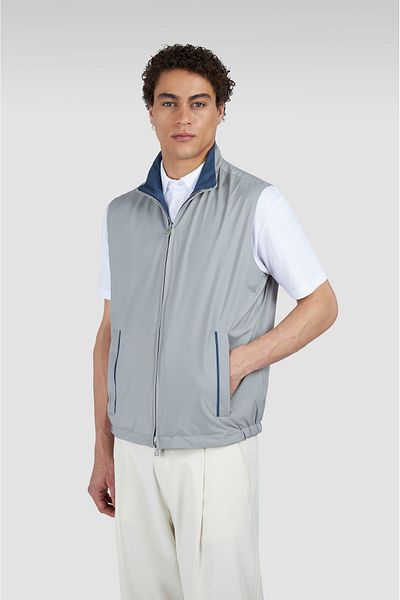 PAUL&SHARK Men's Double-Sided Wind-Resistant Waterproof Stand-Up Collar Sleeveless Gray Vest 25412614 -325
