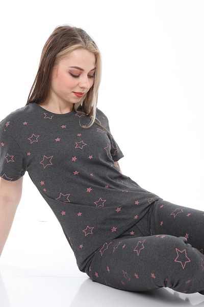 FAMES PİJAMA Short Sleeve Summer Pijamas Suit