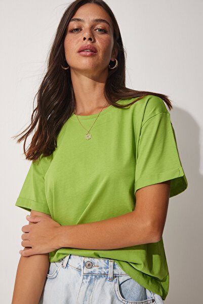 Lovelyİstanbul طاقم الرقبة - تي شيرت قطني محبوك فضفاض - LUB0050