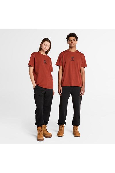 Timberland Pánské hnědé tričko s krátkým rukávem s potištěným logem – Tb0a6wwteod1