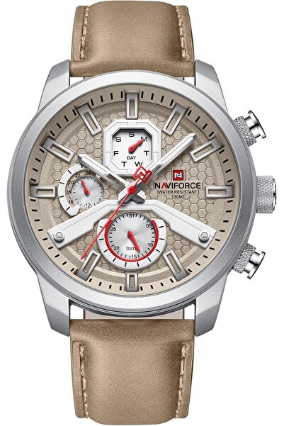 Naviforce Men's Big Face Watch – Analog, Auto Date, Waterproof, Leather Strap