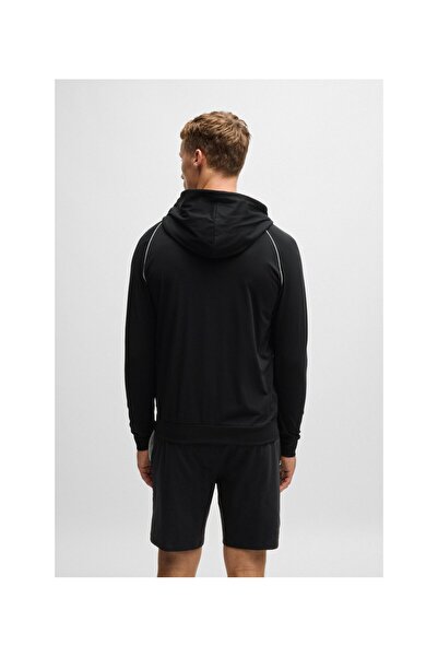 BOSS Logo Detaylı Esnek Pamuklu Fermuarlı Kapüşonlu