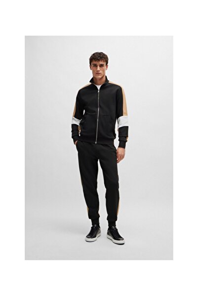 BOSS Renk karışımlı pamuk karışımlı fermuarlı sweatshirt