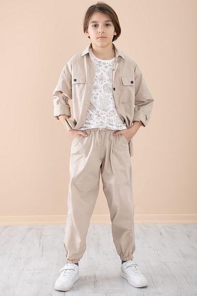 Cansın Mini Beige Boy's Chest Pocket 3 Piece Set 20353