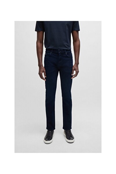 BOSS Erkek Denim Düğme Kapamalı Slim Fit Dar Paça Lacivert Jeans 50523239-415