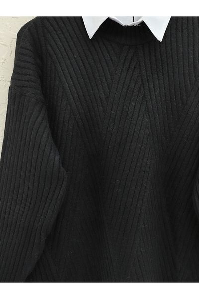 Modamorfo Black Diamond Patterned Running Knitwear Tunic